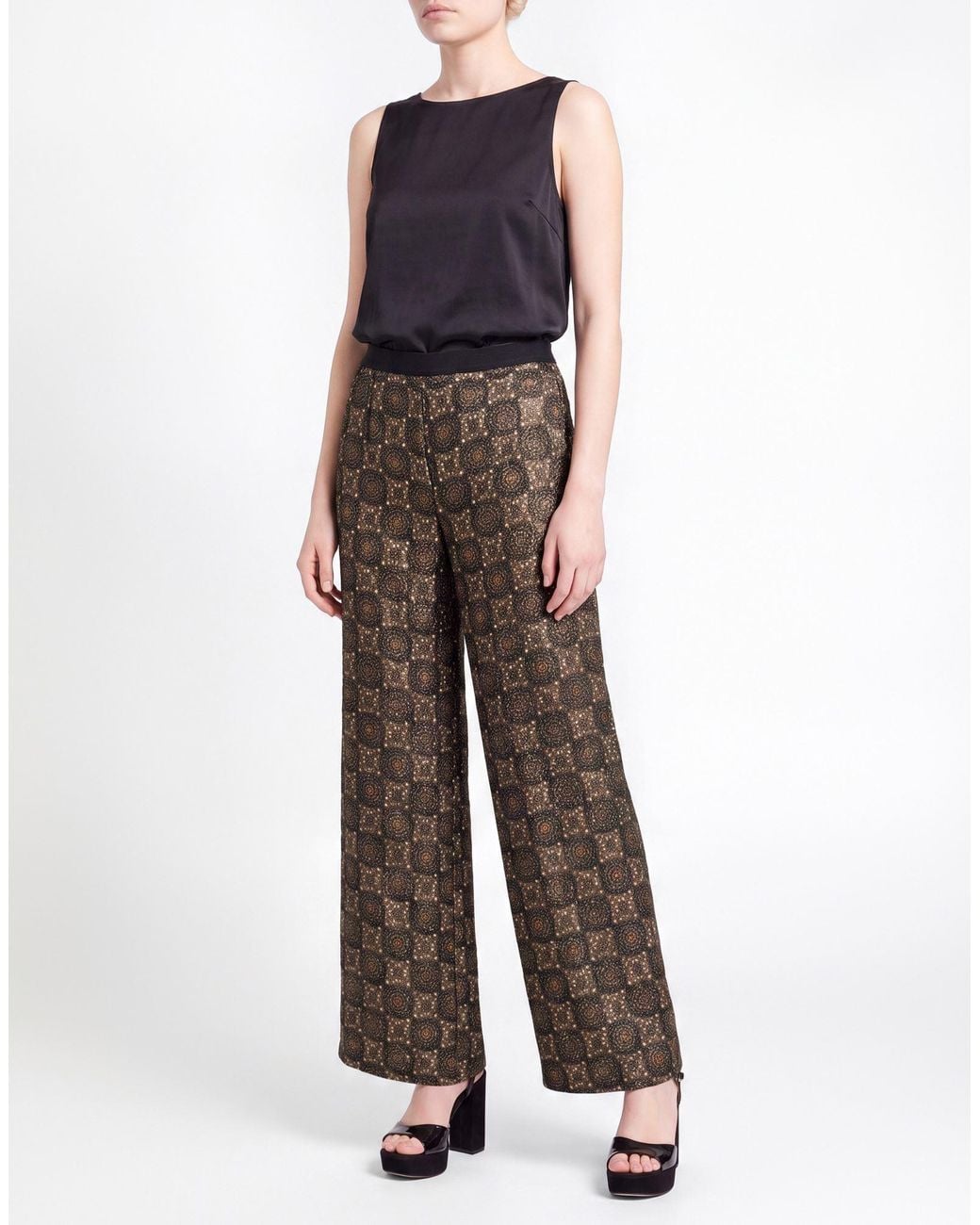 Siyu Brown Dark Pants Wool, Lurex, Silk, Nylon, Cotton