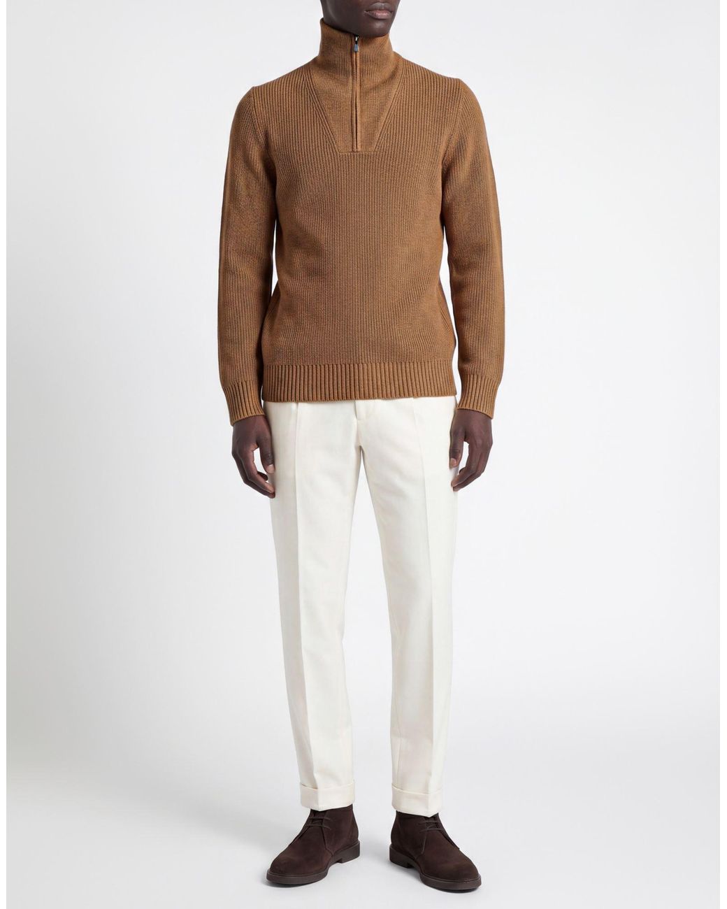 Gran Sasso Brown Camel Turtleneck Virgin Wool for men