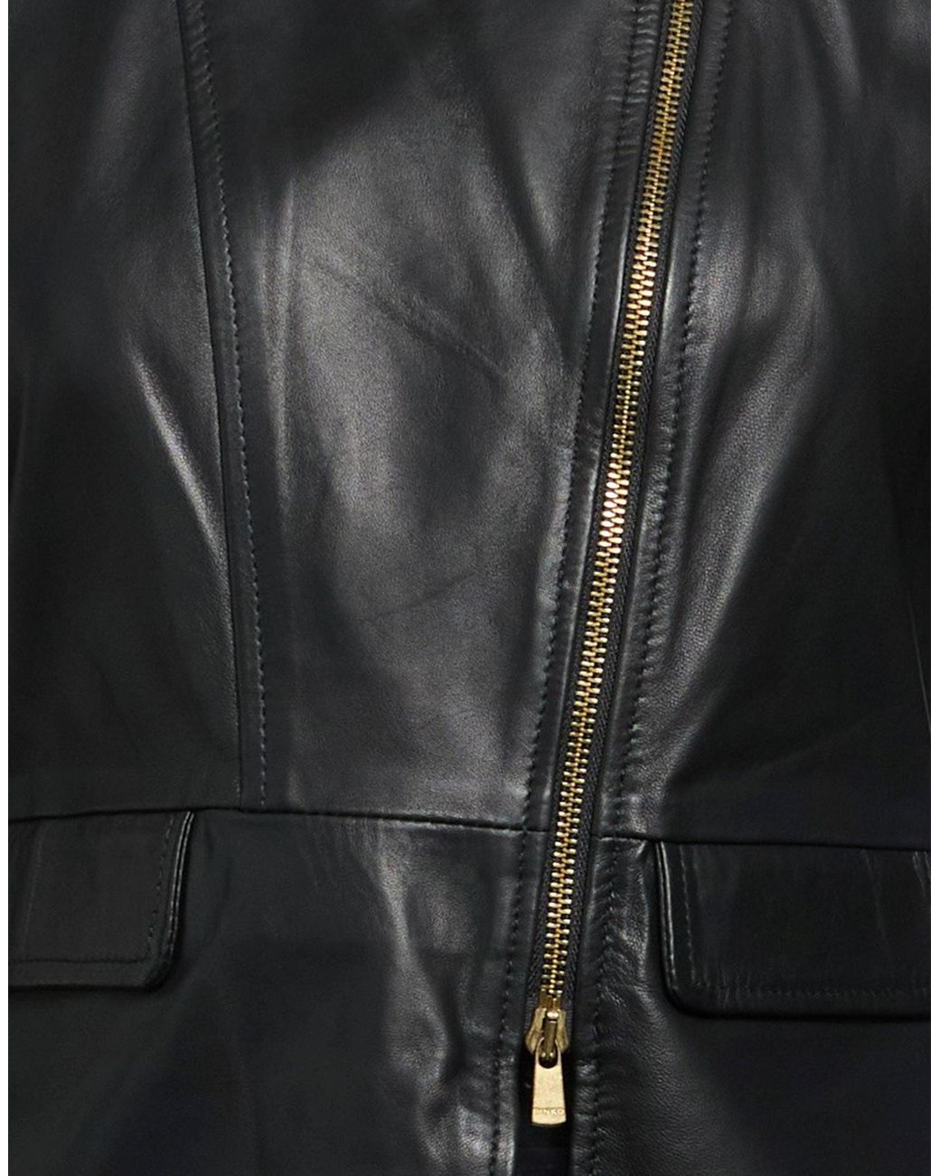 Pinko Black Jacket Lambskin, Viscose, Polyamide, Elastane