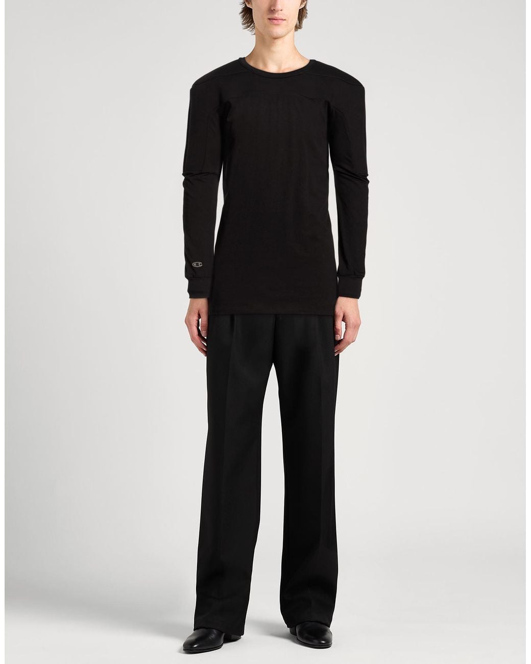 Rick Owens X Champion Black T-Shirt Cotton for men