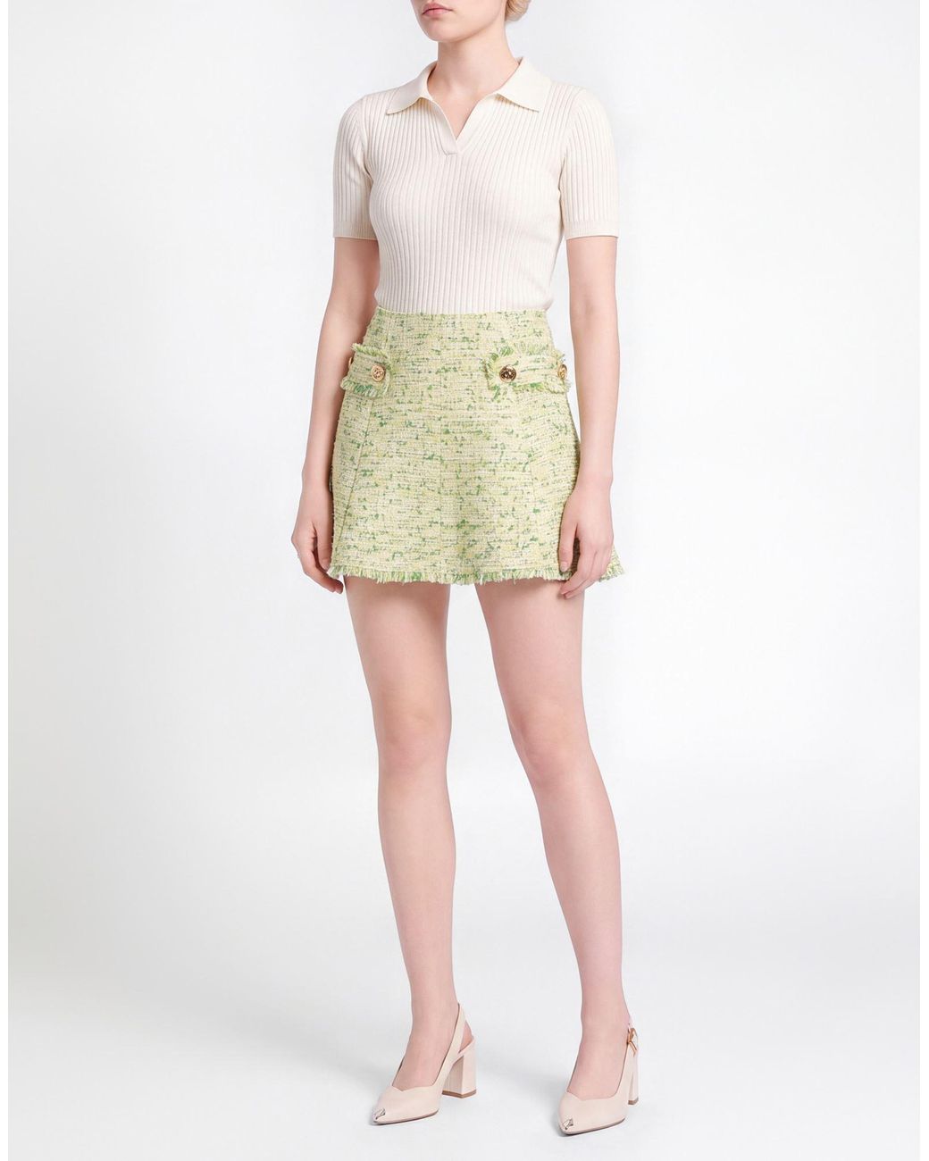 Liu Jo Green Mini Skirt Polyester, Polyamide, Acrylic, Metallic Polyester