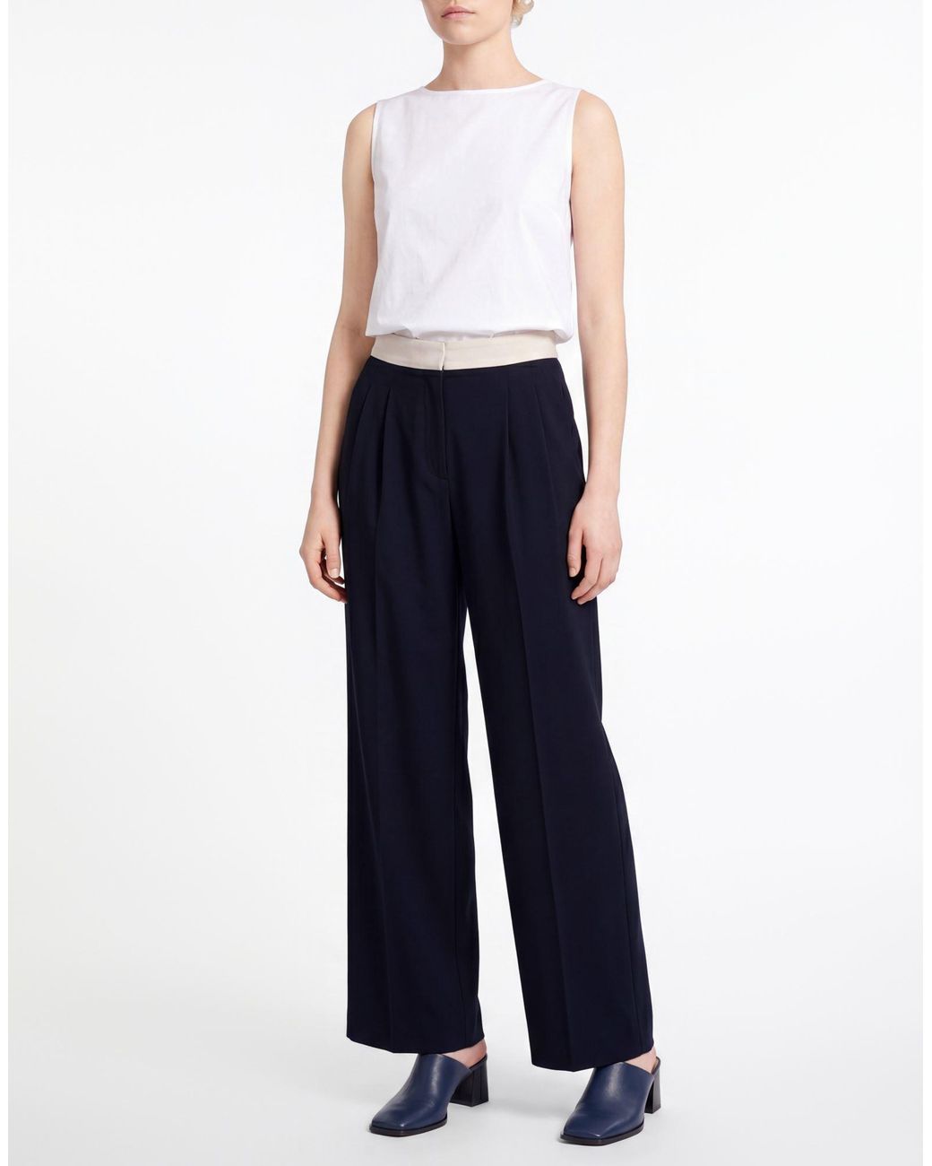 Officine Generale Blue Pants Pure Virgin Wool Iws