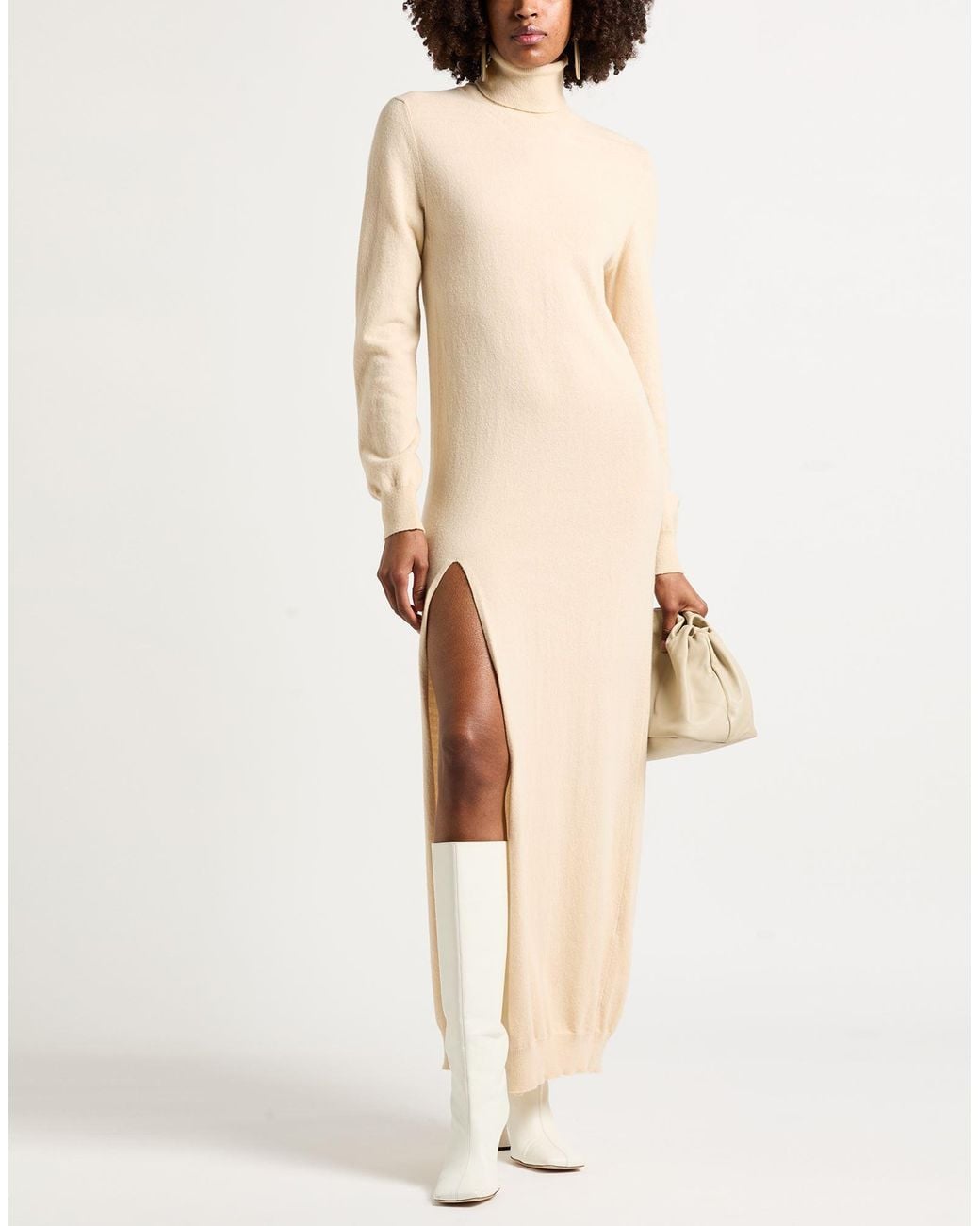 Semicouture Natural Maxi Dress Virgin Wool, Cashmere