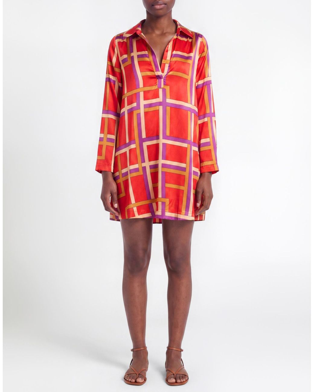 Momoní Red Mini Dress Silk, Elastane