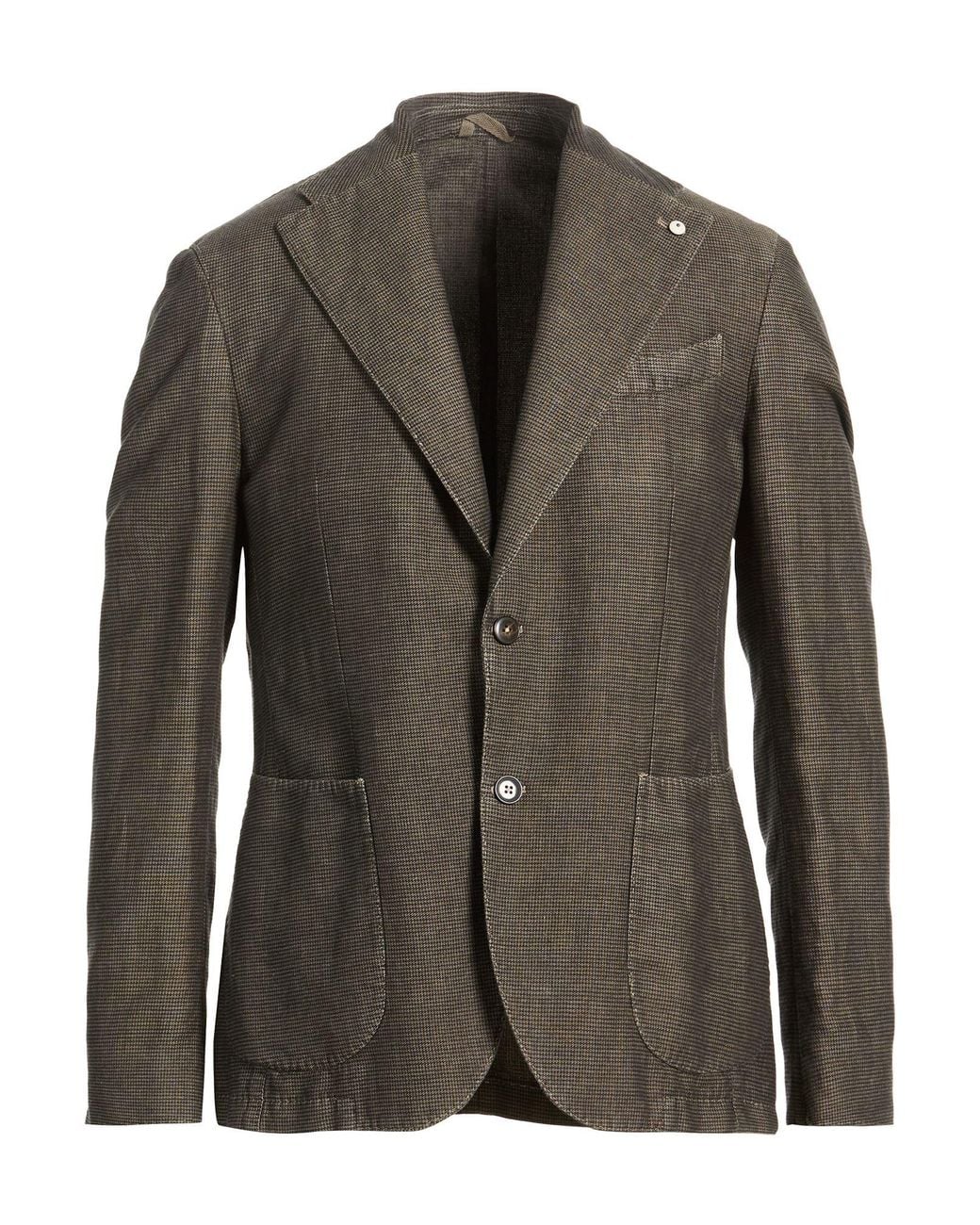 L.b.m. 1911 Green Khaki Blazer Linen, Cotton for men