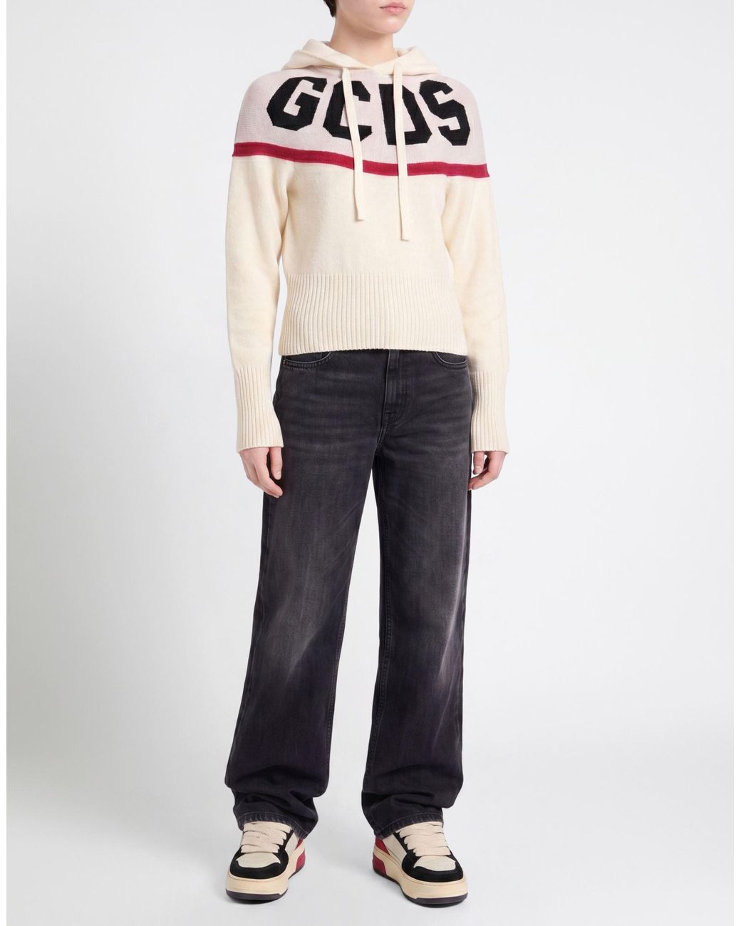 Gcds White Ivory Sweater Wool, Recycled Wool, Recycled Polyamide