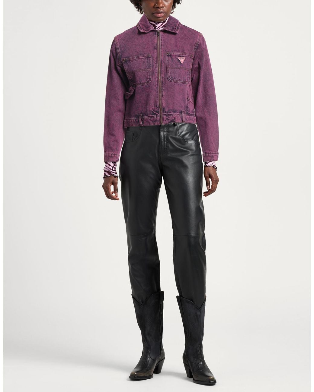 Guess Purple Denim Outerwear