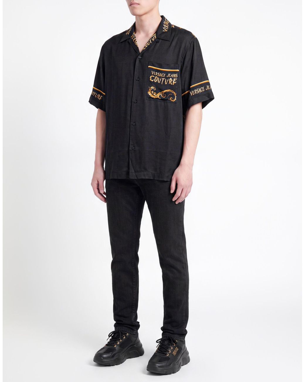 Versace Jeans Couture Black Shirt Viscose for men