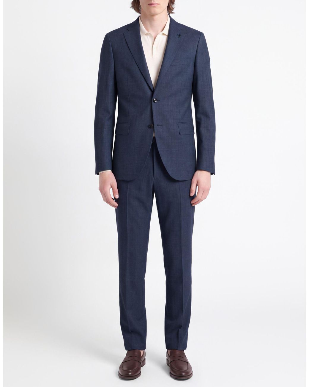 Paoloni Blue Suit Virgin Wool for men