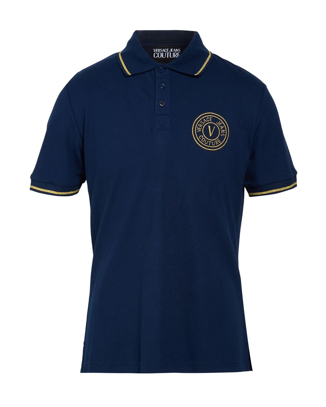 Versace Jeans Couture Blue Polo Shirt Cotton, Polyester, Elastane, Metallic Polyester for men