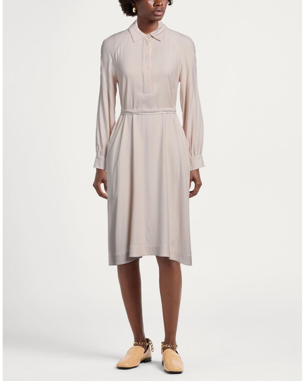 Peserico White Midi Dress Viscose, Wool, Elastane