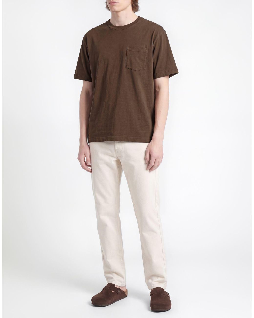 Officine Generale Brown T-Shirt Lyocell, Cotton for men