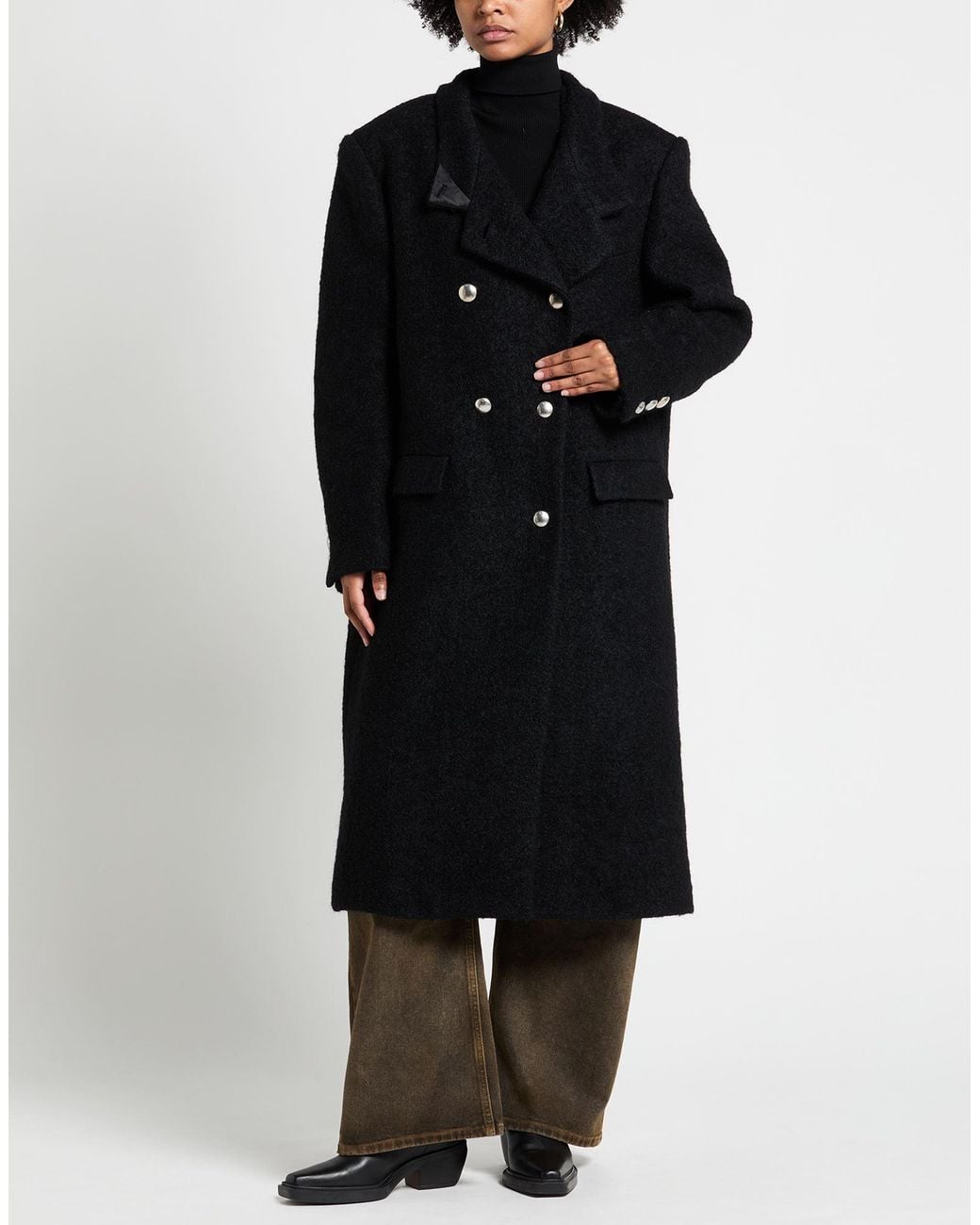 Isabel Marant Black Coat Cotton, Polyester, Mohair Wool, Alpaca Wool, Wool