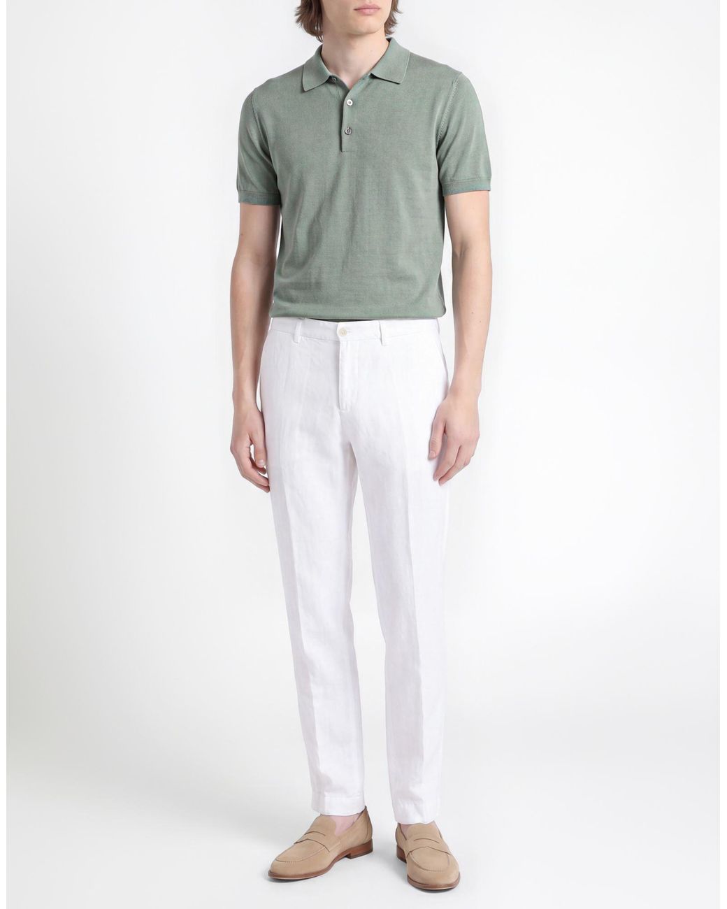 120% Lino White Pants Linen for men