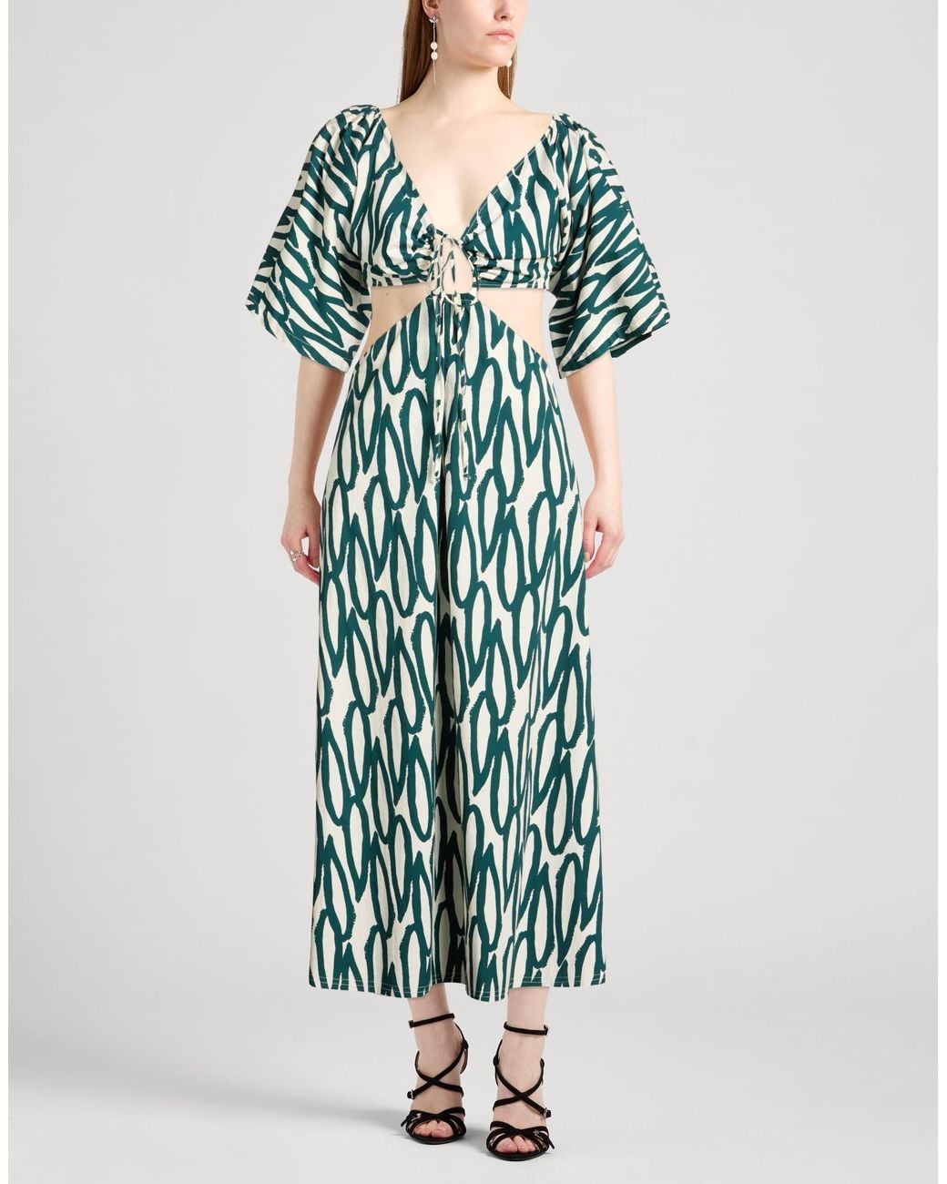 Liviana Conti Green Maxi Dress Cotton, Polyamide, Elastane