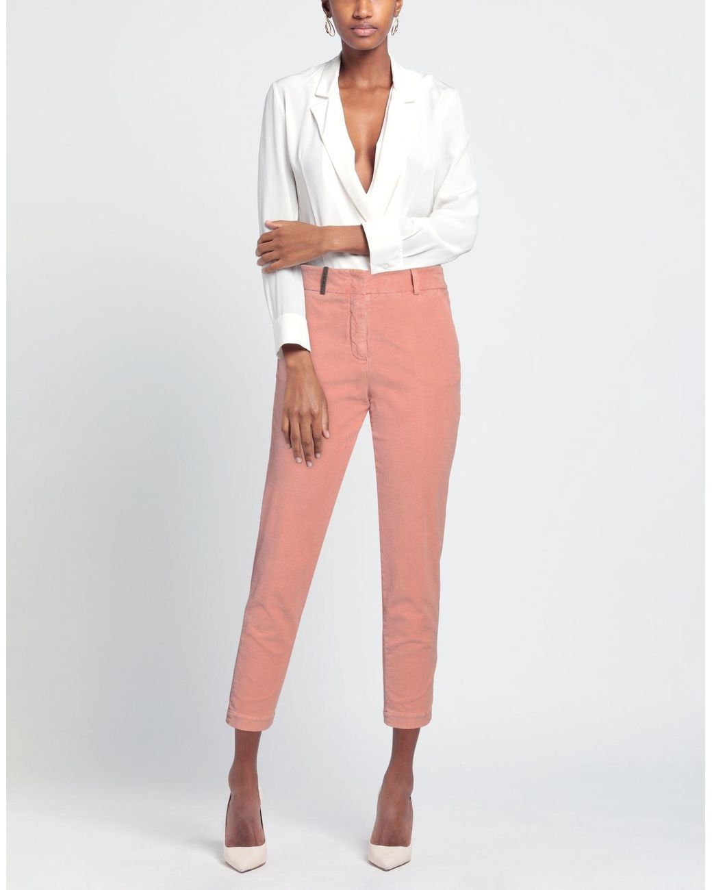 Peserico Pink Pants Cotton, Elastane