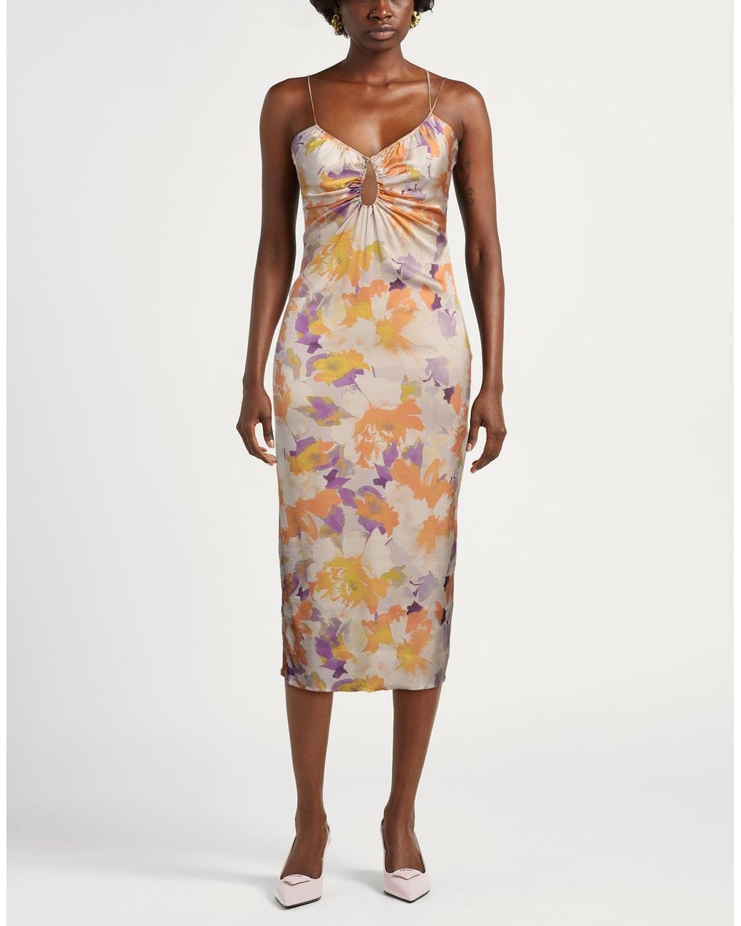 Patrizia Pepe White Midi Dress Viscose, Elastane