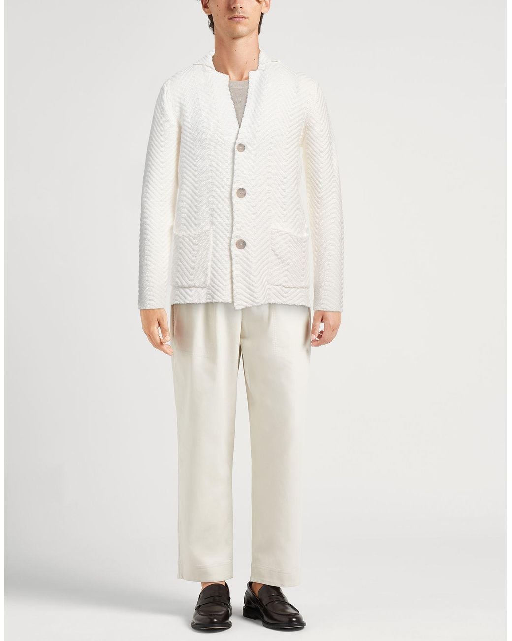 Alpha Studio White Cardigan Cotton for men