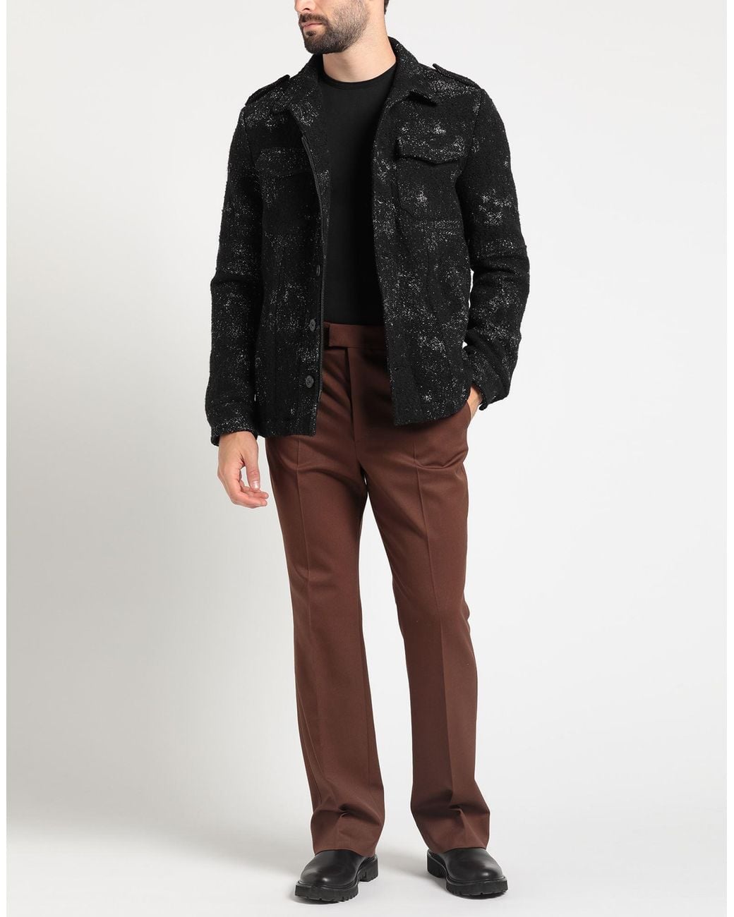 Messagerie Black Jacket Wool, Hemp, Acrylic, Polyester, Virgin Wool for men