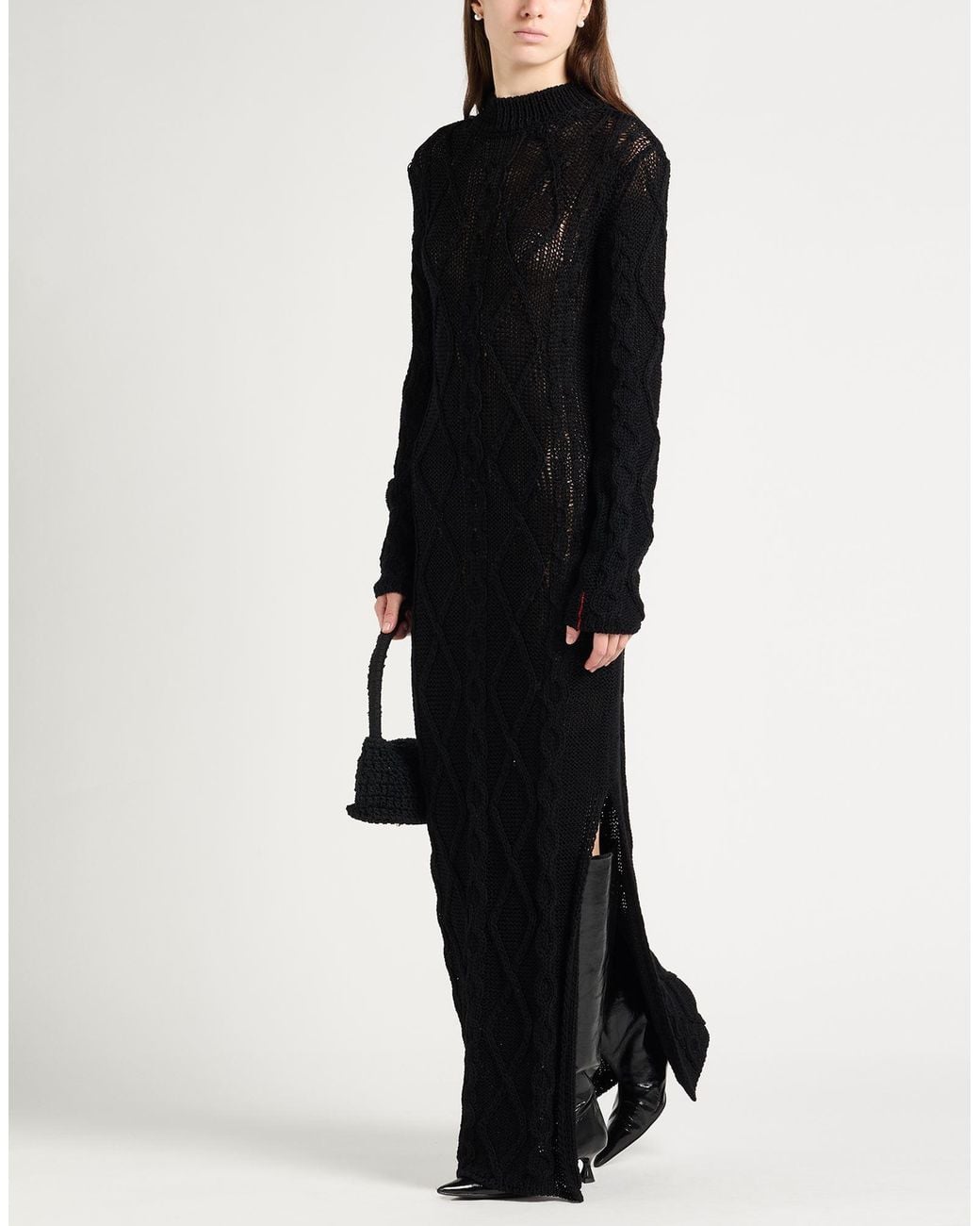 Liviana Conti Black Maxi Dress Virgin Wool