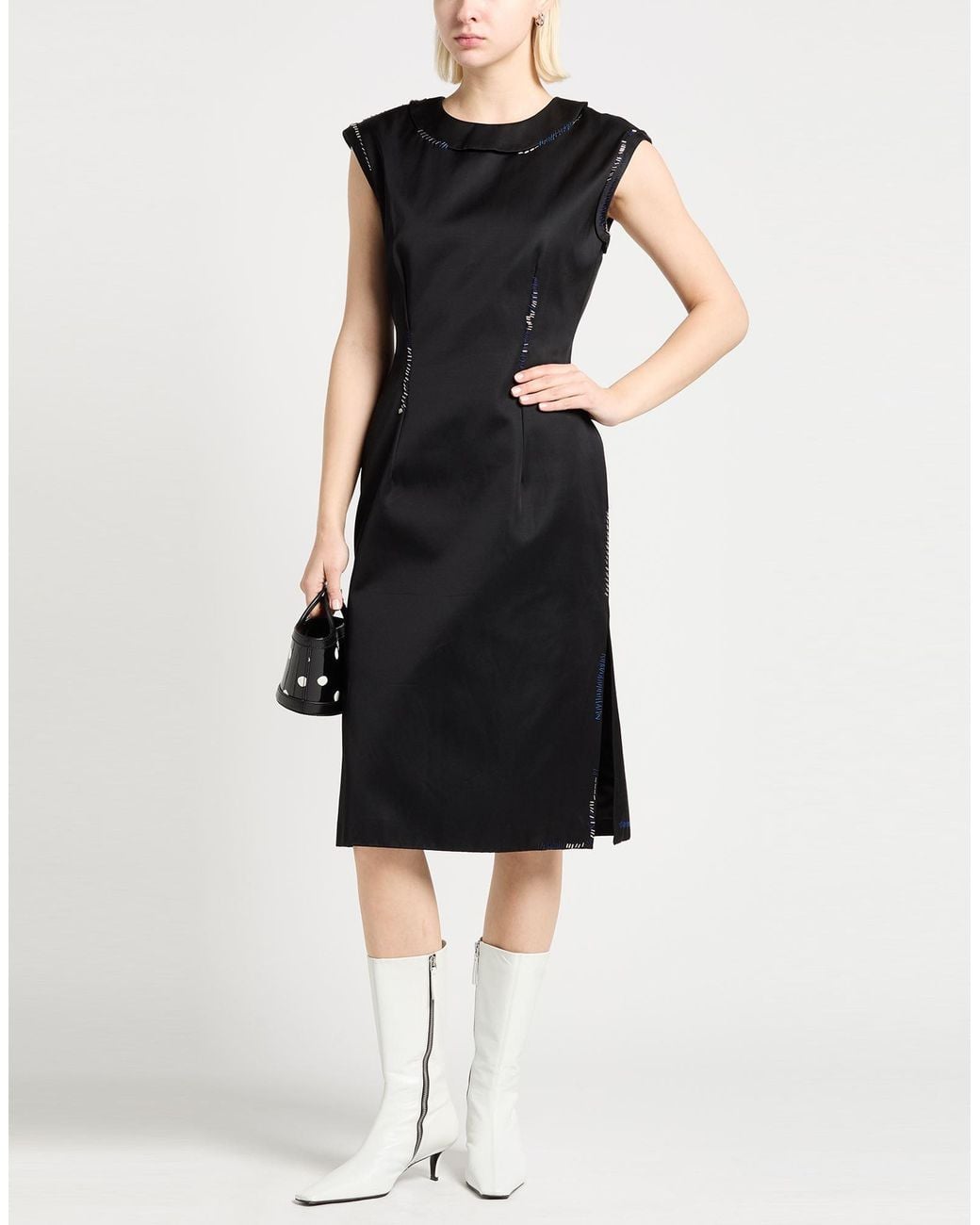 Marni Black Midi Dress Viscose, Cotton