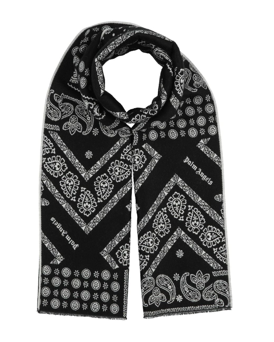 Palm Angels Black Scarf Wool, Cotton for men