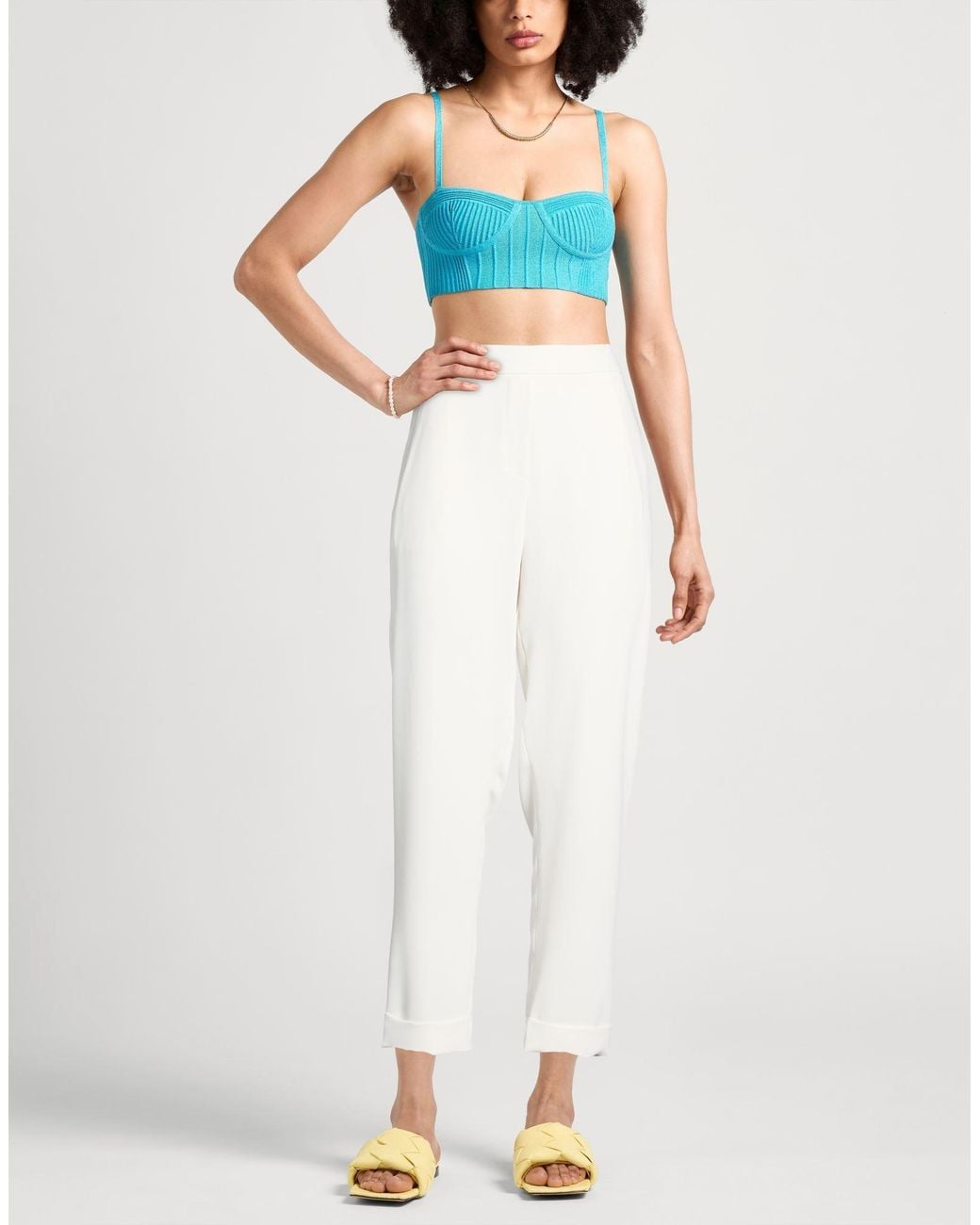 P.A.R.O.S.H. White Cream Pants Polyester