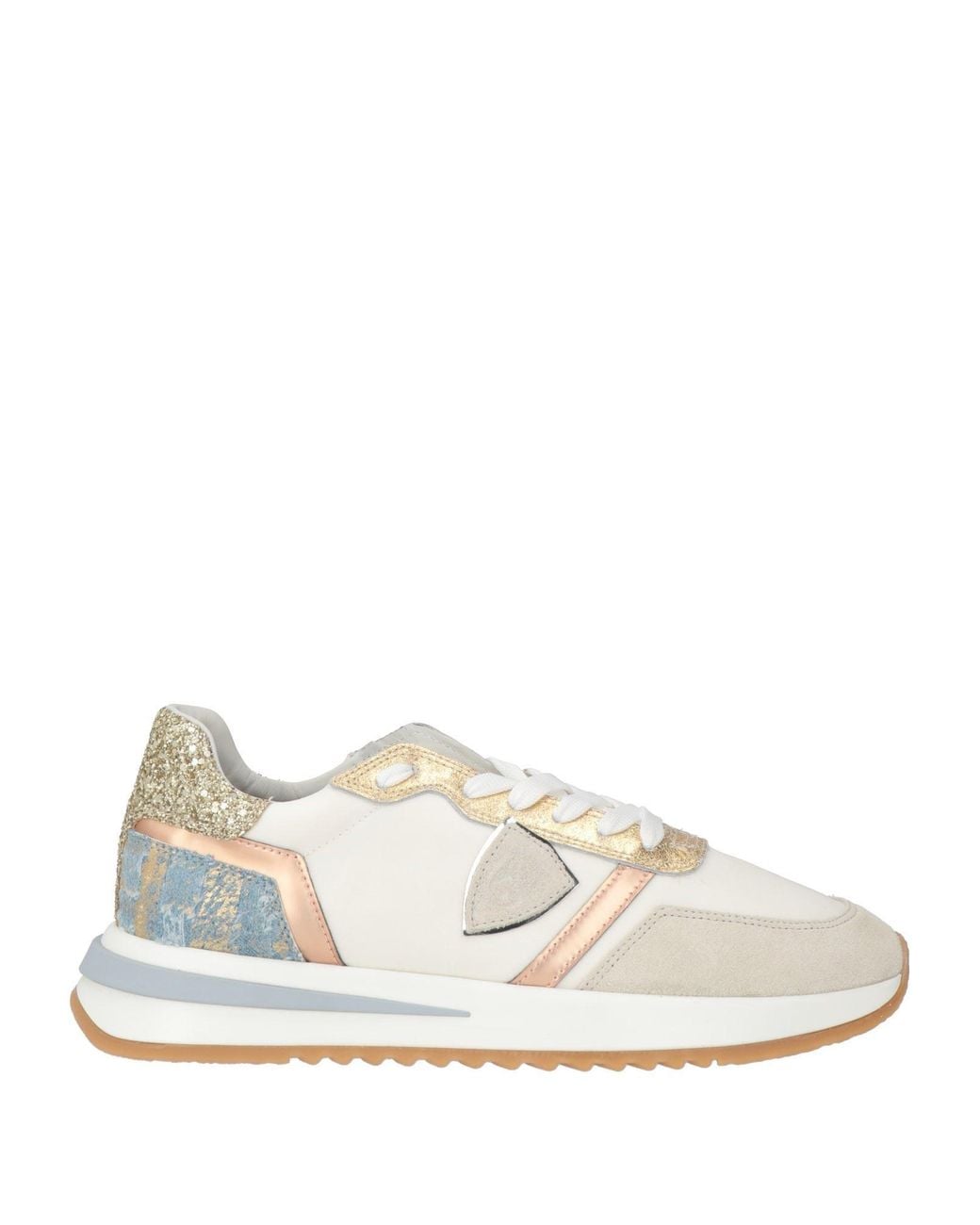 Philippe Model White Sneakers Leather, Textile Fibers