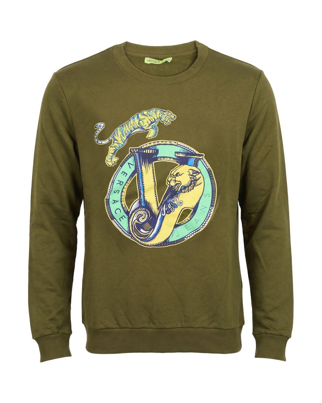 Versace Jeans Green Military Sweatshirt Cotton for men