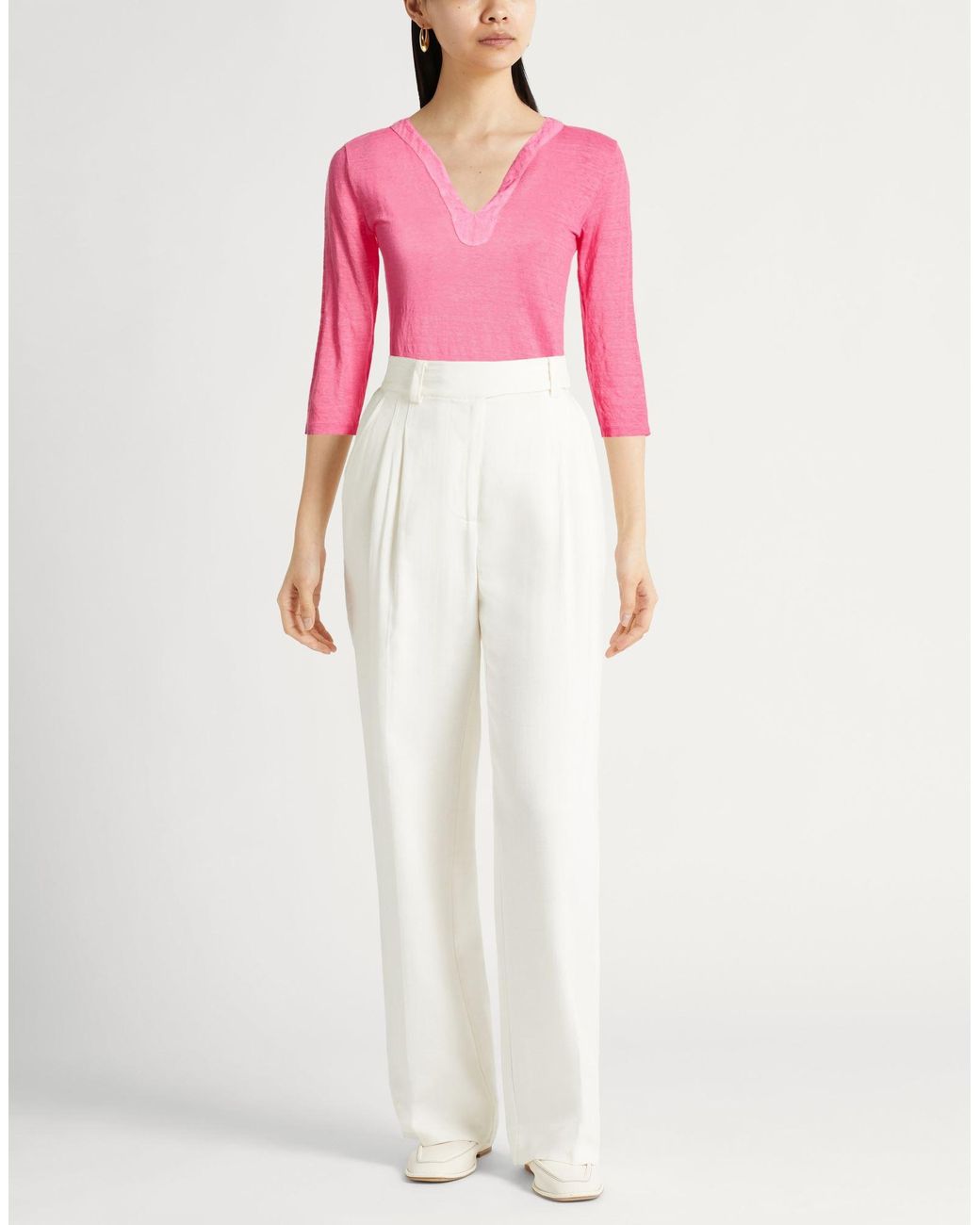 120% Lino Pink Fuchsia T-Shirt Linen