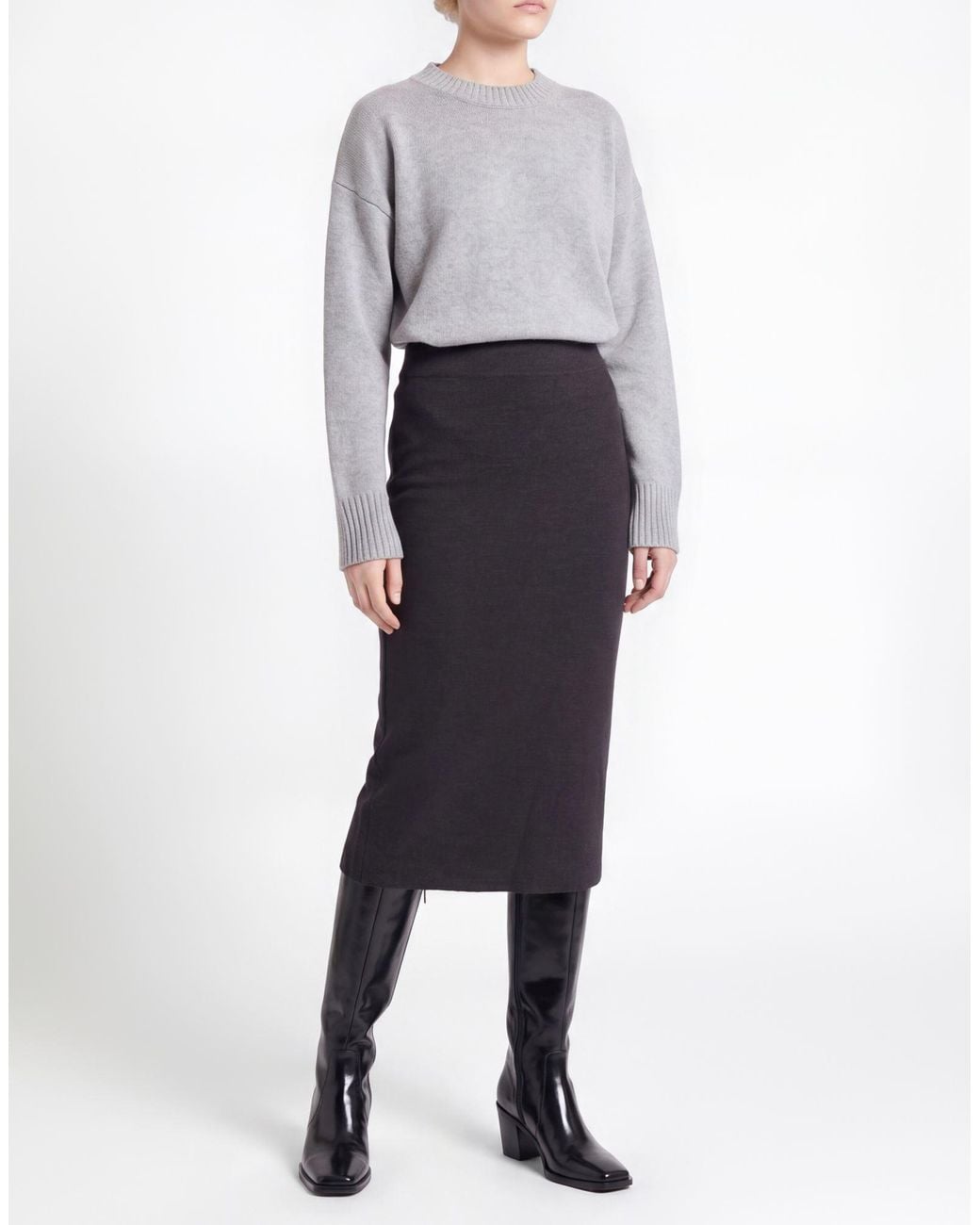 Anna Molinari Gray Midi Skirt