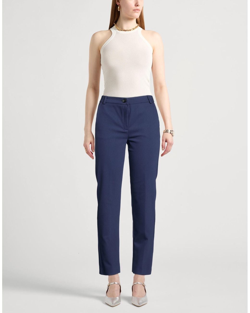 Marella Blue Midnight Pants Cotton, Polyamide, Elastane