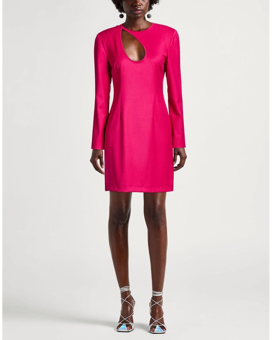 Suoli Pink Fuchsia Mini Dress Polyester, Viscose, Elastane