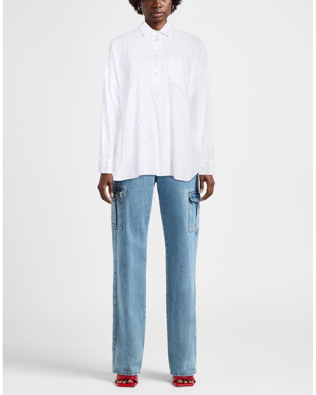 Caliban White Top Cotton, Elastane