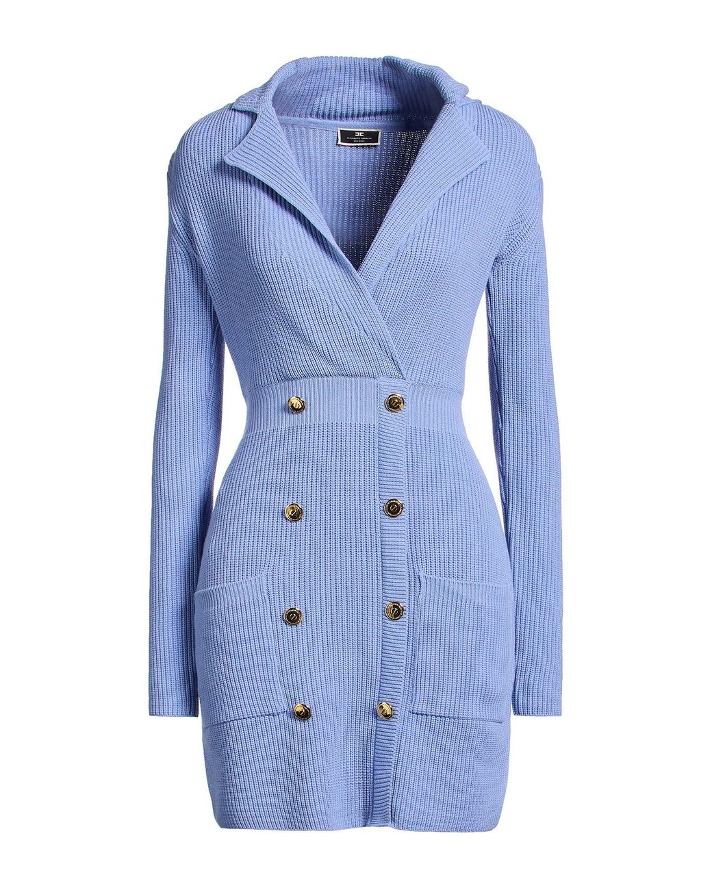 Elisabetta Franchi Blue Mini Dress Recycled Wool, Acrylic, Polyester, Polyamide