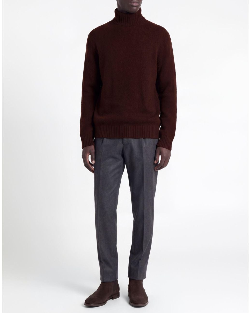 Piacenza Cashmere Brown Turtleneck Virgin Wool for men