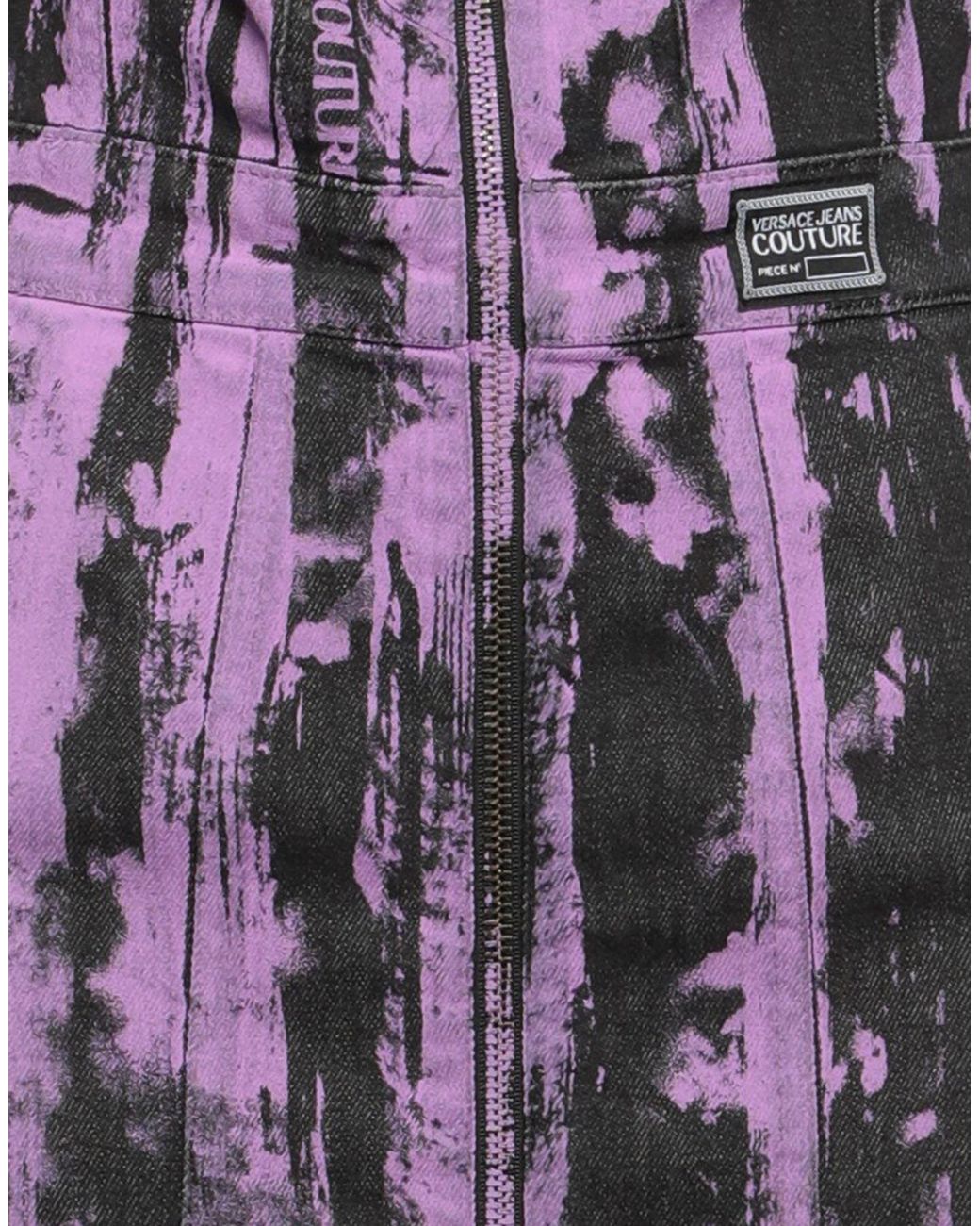 Versace Jeans Couture Purple Mini Dress Cotton, Elastane