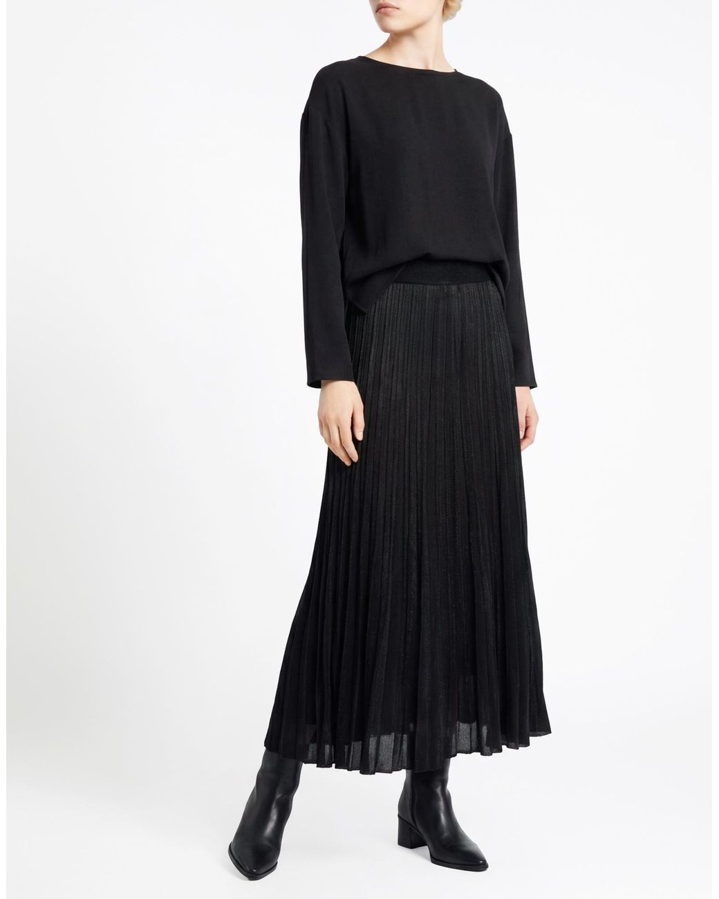 Gran Sasso Black Midi Skirt Viscose, Metal