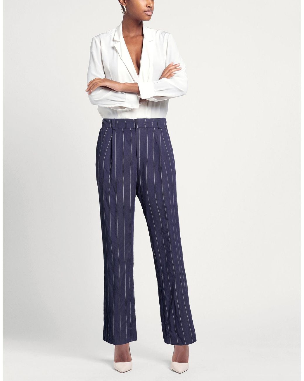 Soallure Blue Pants Viscose, Polyester