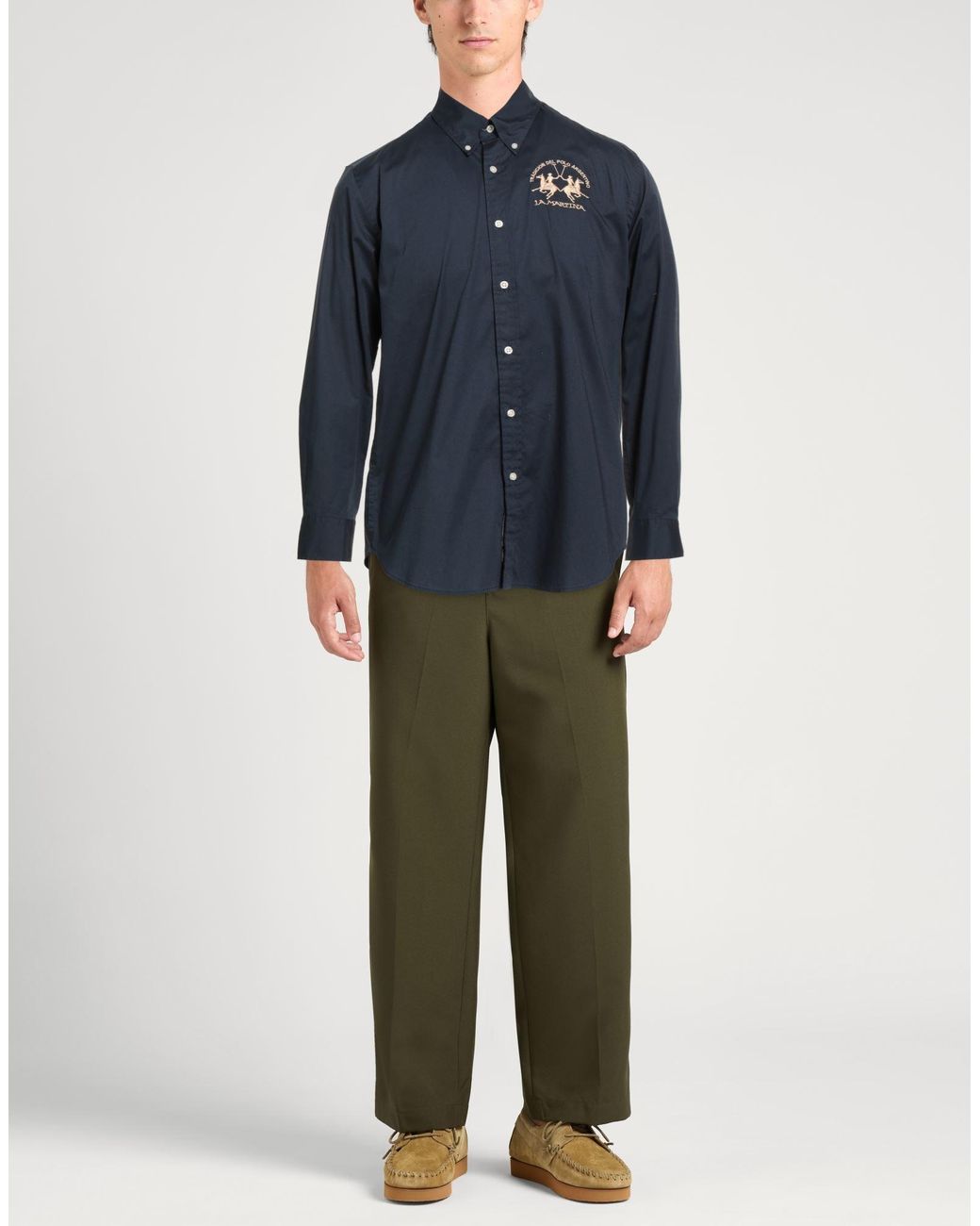 La Martina Blue Midnight Shirt Cotton, Elastane for men
