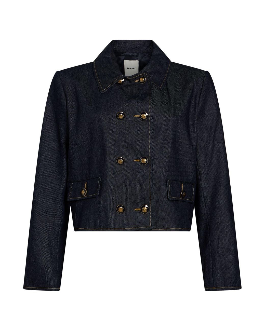 Sandro Blue Denim Outerwear Cotton