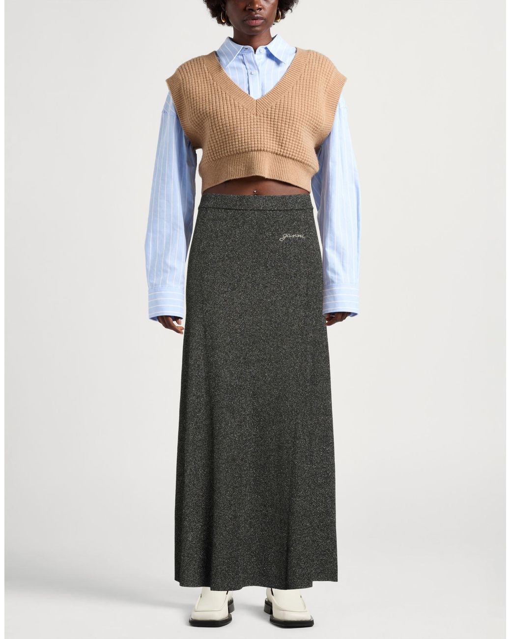Ganni Gray Maxi Skirt