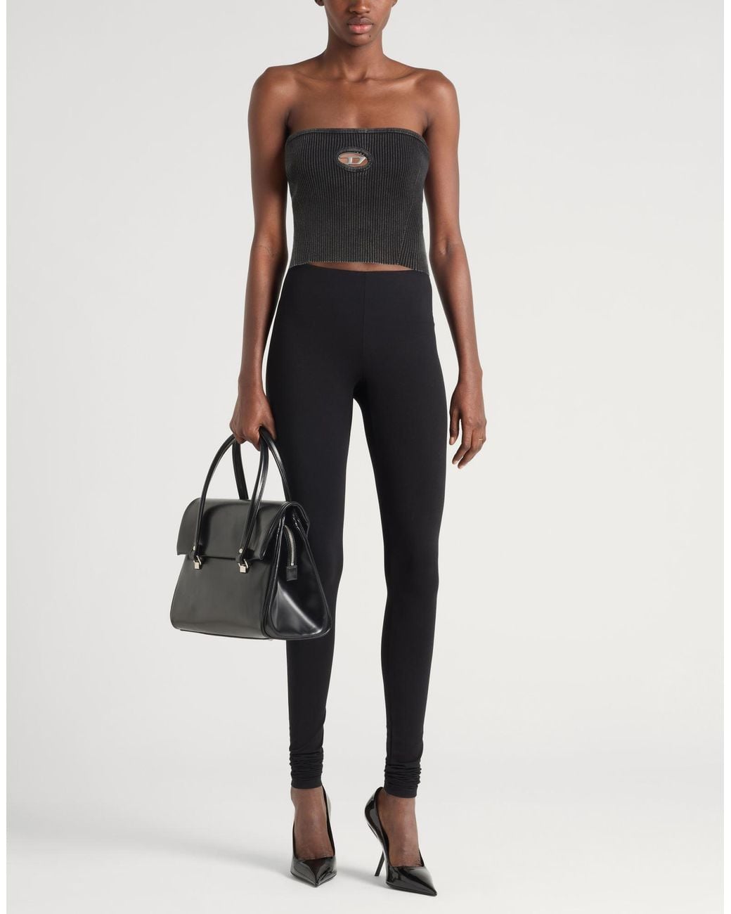 DIESEL Black Charcoal Top Cotton, Nylon, Elastane