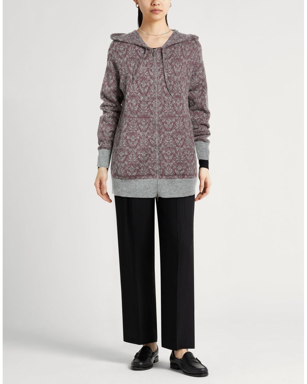 Fabiana Filippi Gray Mauve Cardigan Virgin Wool, Synthetic Fibers, Mohair Wool, Alpaca Wool, Cashmere