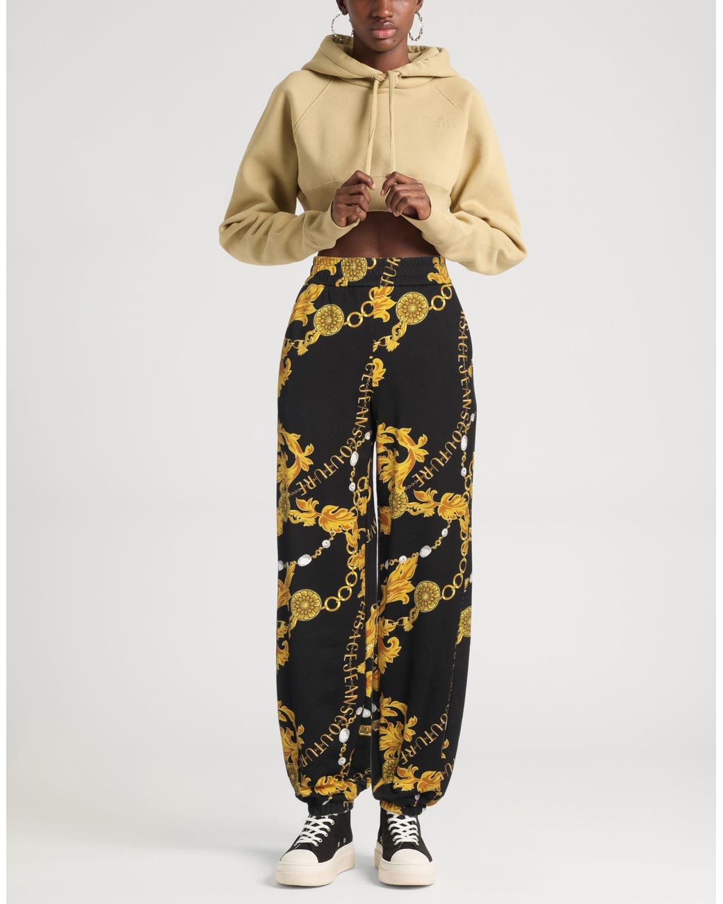Versace Jeans Couture Black Logo Printed Cotton Track Pants