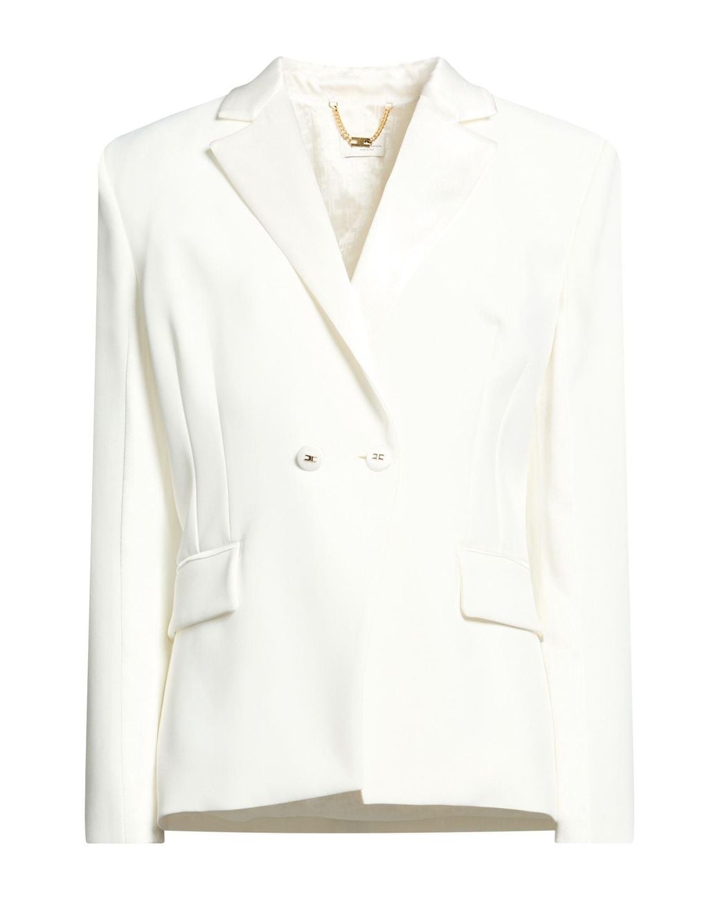 Elisabetta Franchi White Blazer Polyester, Elastane