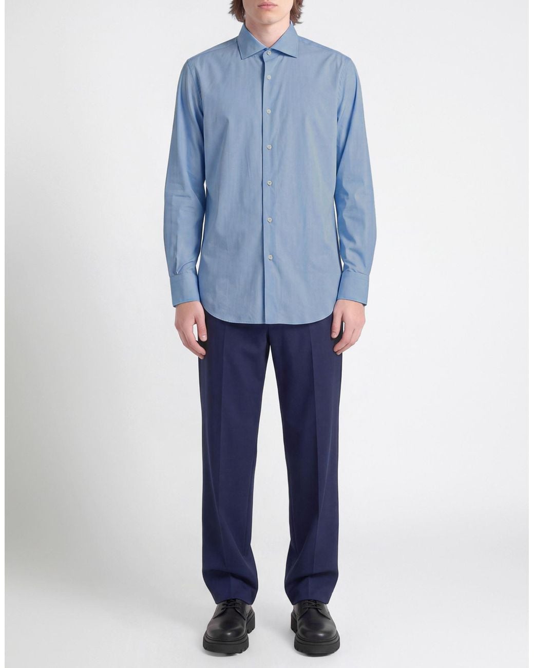 Mazzarelli Blue Shirt Polyamide, Elastane for men