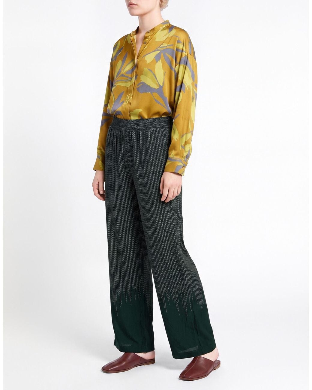 Victoria Beckham Green Dark Pants Silk