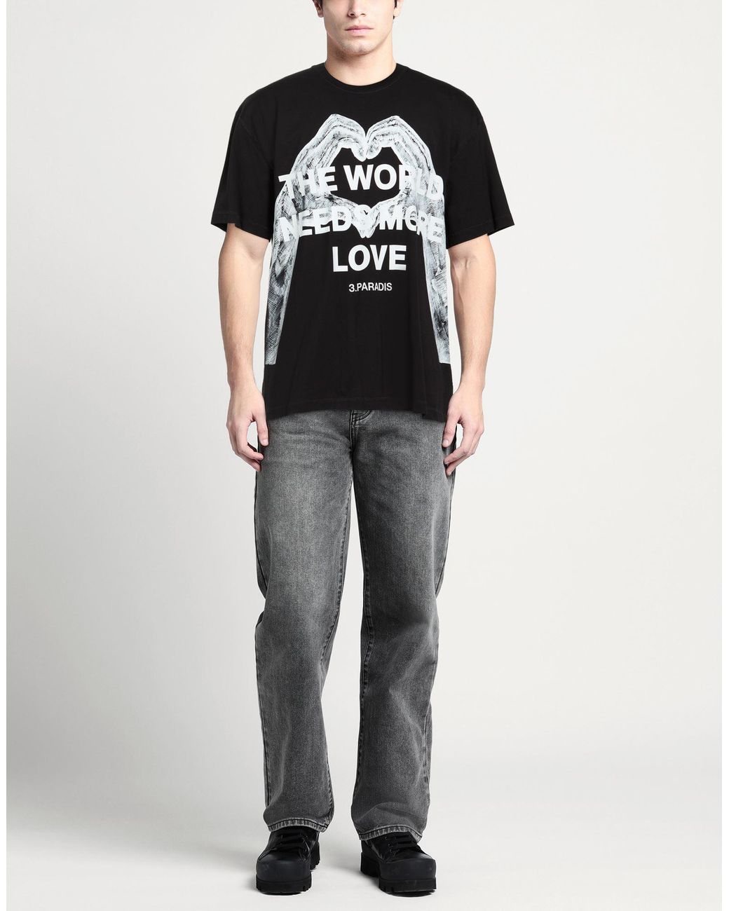 3.PARADIS Black T-Shirt for men
