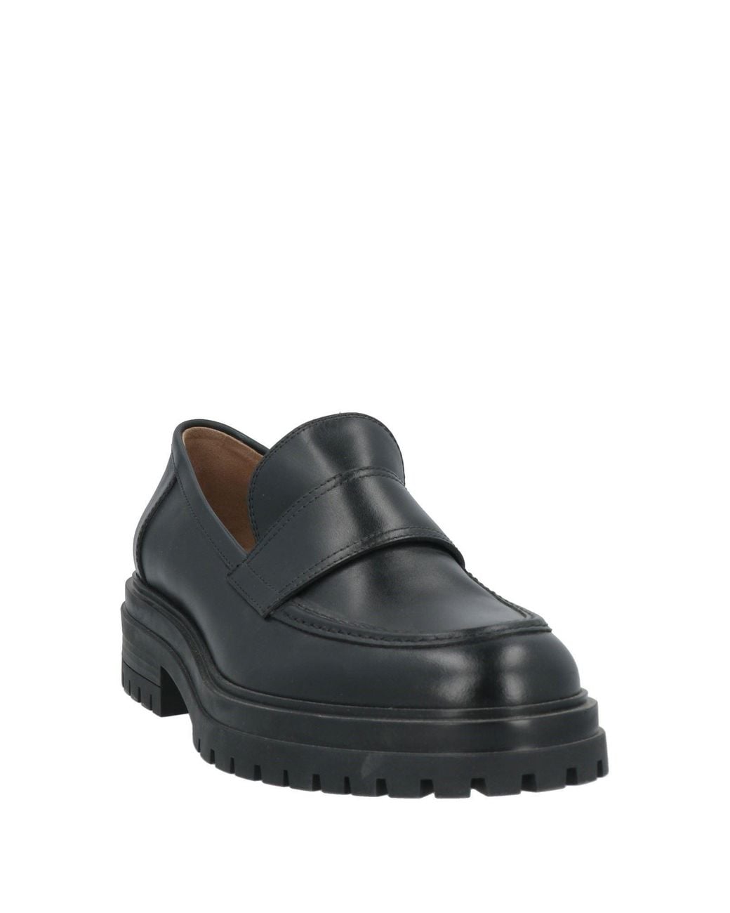 Gianvito Rossi Black Chunky Leather Lug-Sole Loafers for men